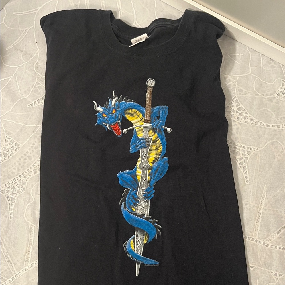 Gildan Black T-Shirt with Blue Graphic